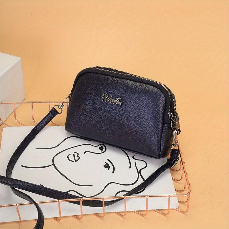 Vintage Shoulder Bag Zipper Crossbody with Detachable Strap