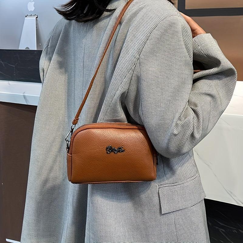 Vintage Shoulder Bag Zipper Crossbody with Detachable Strap