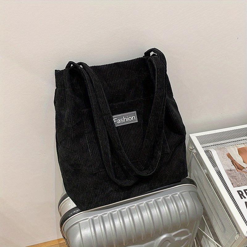 Corduroy Tote Bag Large Shoulder Handbag for Work & School