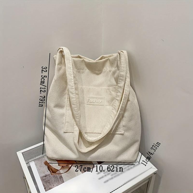 Corduroy Tote Bag Large Shoulder Handbag for Work & School