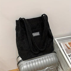 Corduroy Tote Bag Large Shoulder Handbag for Work & School