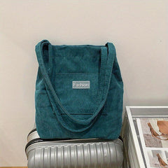 Corduroy Tote Bag Large Shoulder Handbag for Work & School