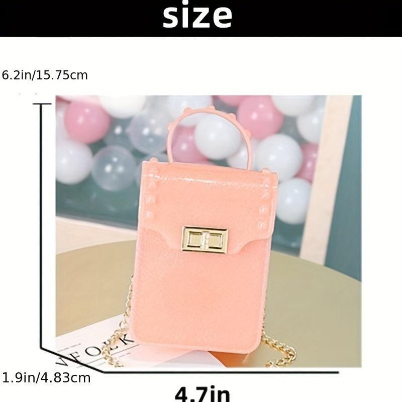Glitter Square Handbag Solid Turn Lock Chain Bag