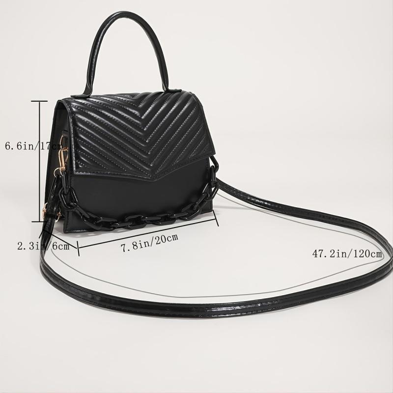 Women's PU Crossbody Bag with Chain Decor
