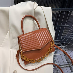 Women's PU Crossbody Bag with Chain Decor