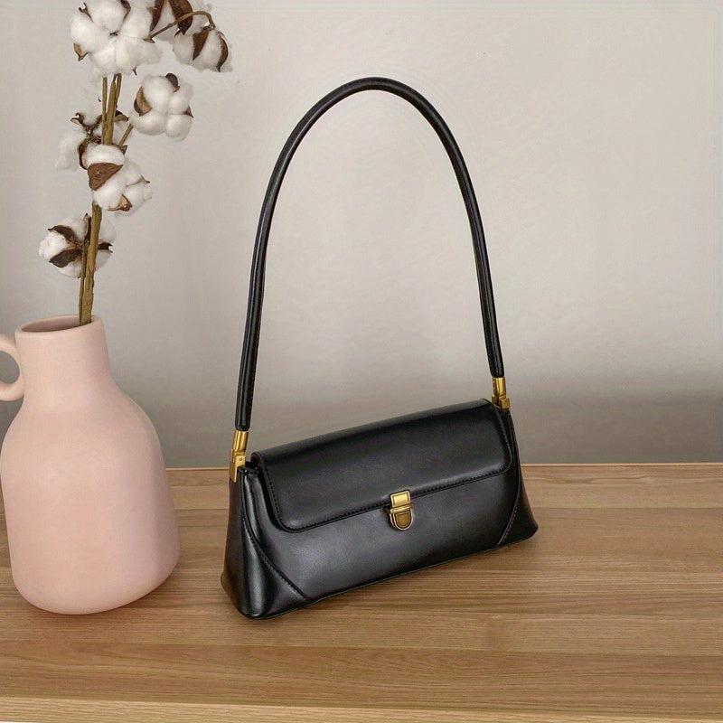 Vintage PU Leather Baguette Bag Women's Casual Shoulder Bag