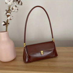 Vintage PU Leather Baguette Bag Women's Casual Shoulder Bag