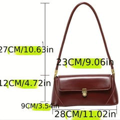 Vintage PU Leather Baguette Bag Women's Casual Shoulder Bag
