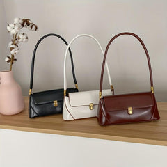 Vintage PU Leather Baguette Bag Women's Casual Shoulder Bag