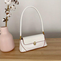 Vintage PU Leather Baguette Bag Women's Casual Shoulder Bag