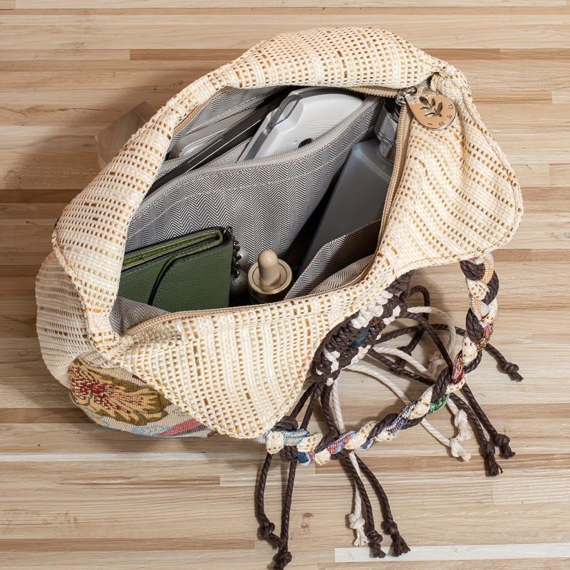 Flower Pattern Large Capacity Straw Tote Bag