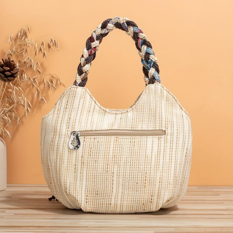 Flower Pattern Large Capacity Straw Tote Bag