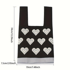 Stylish Love Pattern Knitted Handbag Storage Satchel Bag For Work