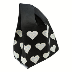Stylish Love Pattern Knitted Handbag Storage Satchel Bag For Work