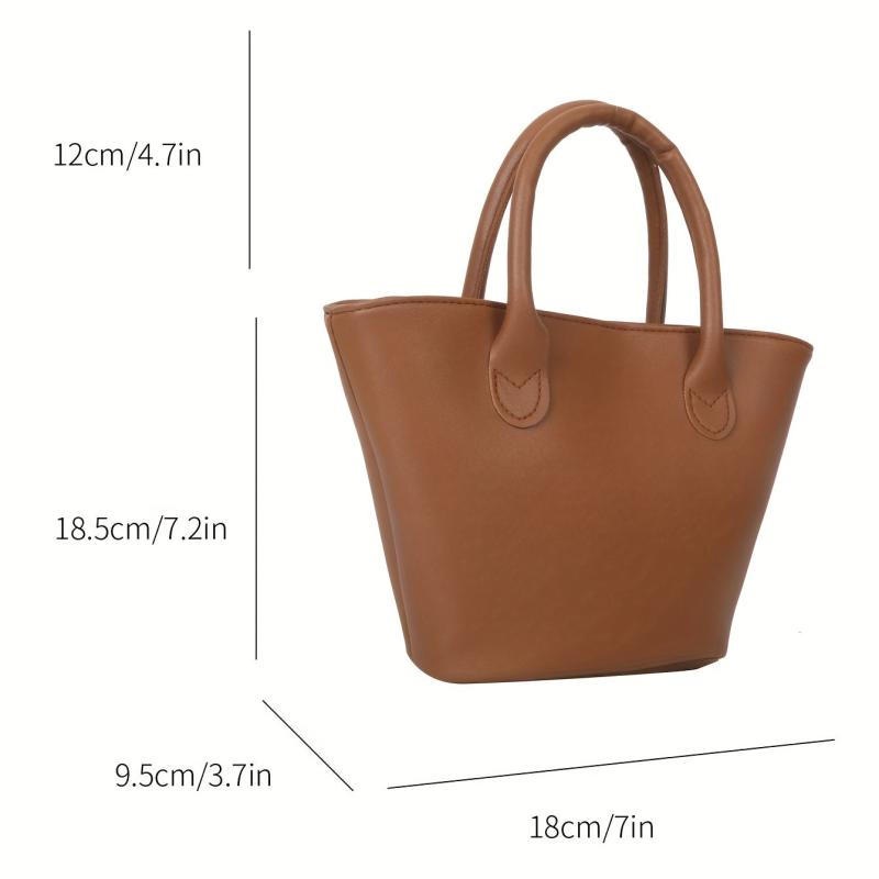 Mini PU Leather Tote Bag Portable Satchel Purse For Work