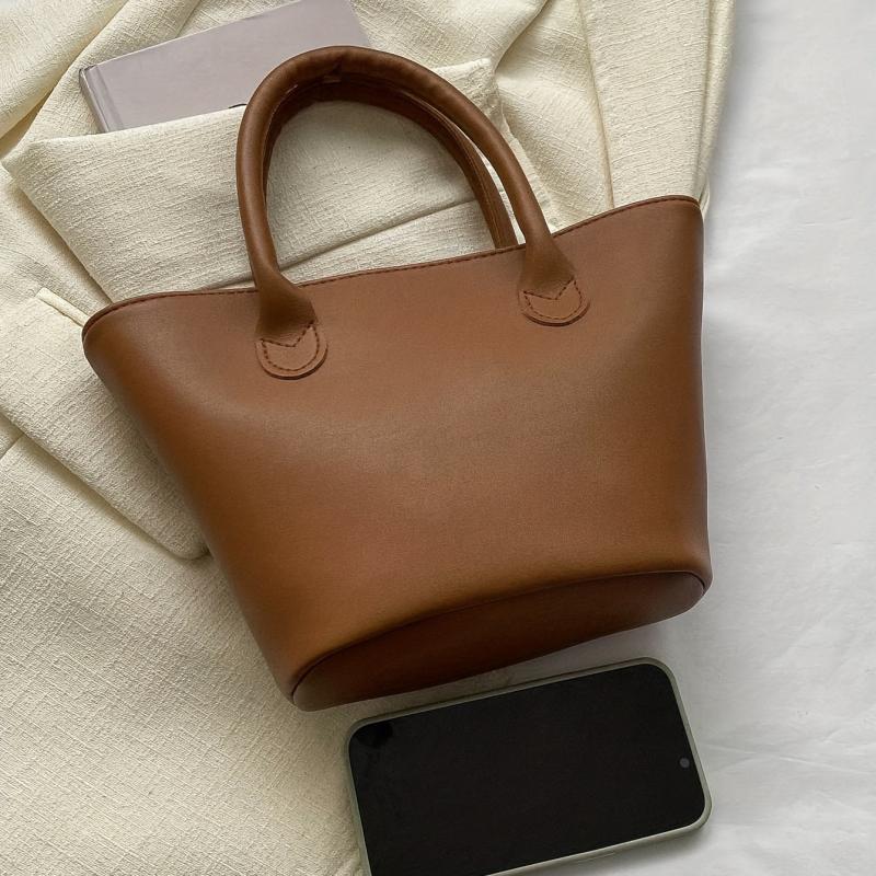 Mini PU Leather Tote Bag Portable Satchel Purse For Work