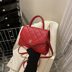 Argyle Quilted Crossbody Bag with Metal Flower Detail