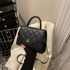 Argyle Quilted Crossbody Bag with Metal Flower Detail