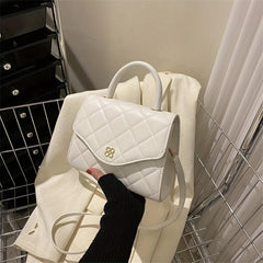 Argyle Quilted Crossbody Bag with Metal Flower Detail