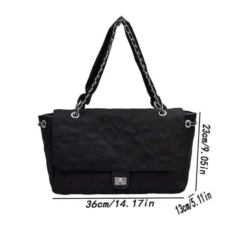 Quilted Flap Shoulder Bag Large Capacity Casual Purse Women's Everyday