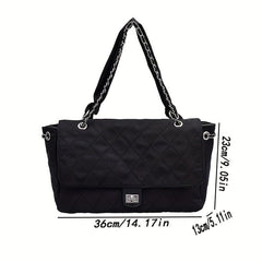 Quilted Flap Shoulder Bag Large Capacity Casual Purse Women's Everyday