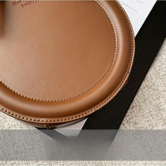 Retro Handheld Round Crossbody Bag PU Leather Textured Bag Purse