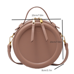 Retro Handheld Round Crossbody Bag PU Leather Textured Bag Purse