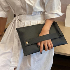 Litchi Pattern Clutch Bag Stylish Hand Office Bag With Wristlet