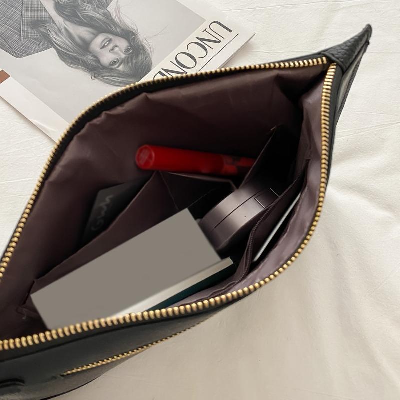 Litchi Pattern Clutch Bag Stylish Hand Office Bag With Wristlet