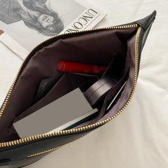 Litchi Pattern Clutch Bag Stylish Hand Office Bag With Wristlet