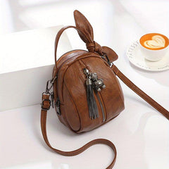 Mini Rabbit Ears Decor Crossbody Bag PU Leather Textured Bag