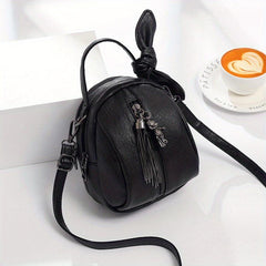 Mini Rabbit Ears Decor Crossbody Bag PU Leather Textured Bag