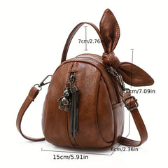 Mini Rabbit Ears Decor Crossbody Bag PU Leather Textured Bag