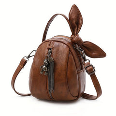 Mini Rabbit Ears Decor Crossbody Bag PU Leather Textured Bag