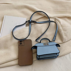 Mini Satchel Crossbody Bag PU Leather Textured Bag Purse Classic