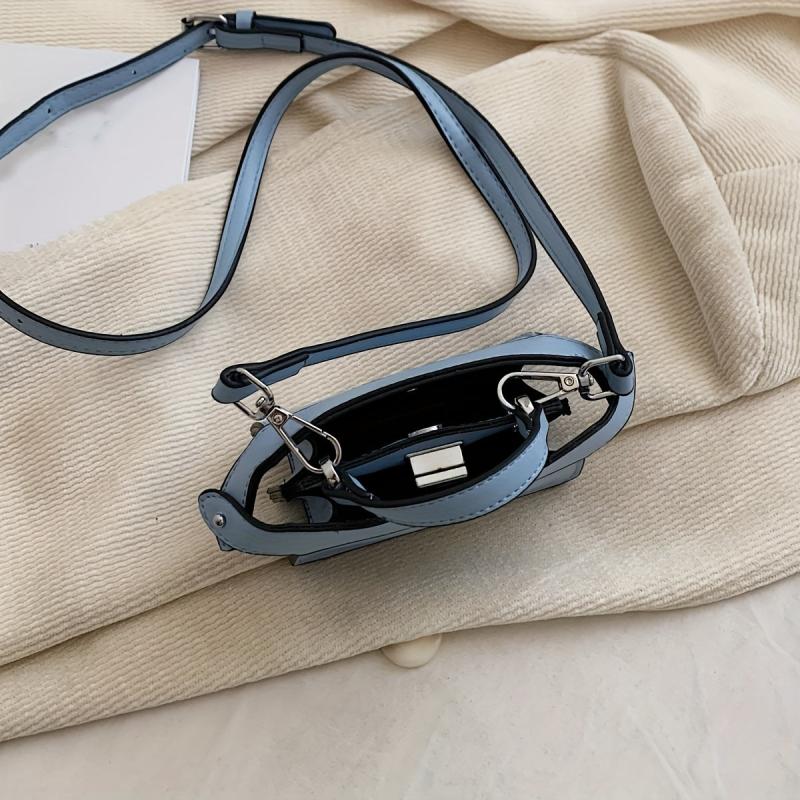 Mini Satchel Crossbody Bag PU Leather Textured Bag Purse Classic