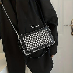 Retro Rhinestone Small Handbag PU Leather Crossbody Bag