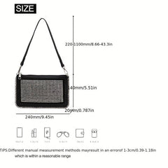 Retro Rhinestone Small Handbag PU Leather Crossbody Bag