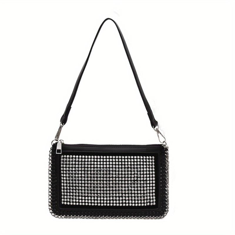 Retro Rhinestone Small Handbag PU Leather Crossbody Bag