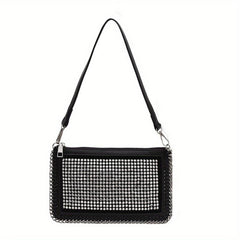Retro Rhinestone Small Handbag PU Leather Crossbody Bag