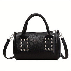 Crocodile Embossed Handbag Studded Satchel Purse Crossbody Bag