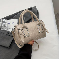 Crocodile Embossed Handbag Studded Satchel Purse Crossbody Bag