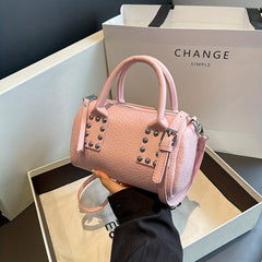 Crocodile Embossed Handbag Studded Satchel Purse Crossbody Bag