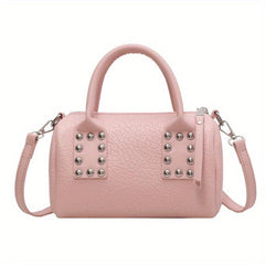 Crocodile Embossed Handbag Studded Satchel Purse Crossbody Bag