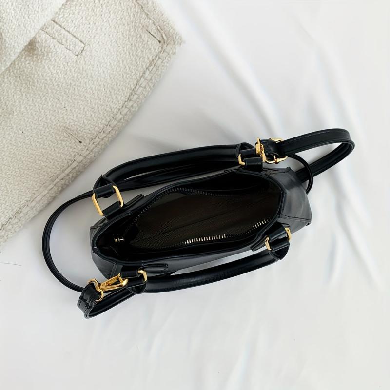 PU Leather Textured Satchel Crossbody Bag