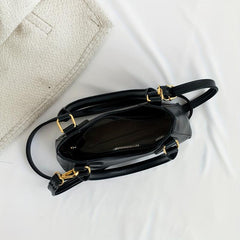 PU Leather Textured Satchel Crossbody Bag
