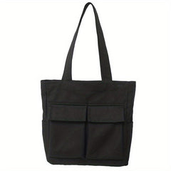 Large Canvas Tote Bag with Pockets for School Travel Shopping