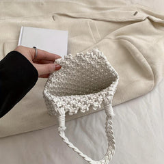 Braided Beach Handbag Straw Tote Bag Women's Seaside Vacation Crochet Bag