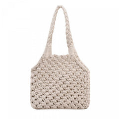Braided Beach Handbag Straw Tote Bag Women's Seaside Vacation Crochet Bag