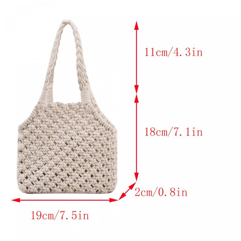 Braided Beach Handbag Straw Tote Bag Women's Seaside Vacation Crochet Bag